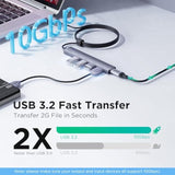 Usb 3.2 Hub With 4 Usb A 3.2 Ports, Usb 3.2 Gen 2 Splitter With 4Ft Extented L