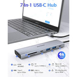Docking Station, 7 In 1 Usb C Hub With Hdmi 4K@30Hz Output100W Type C Charging