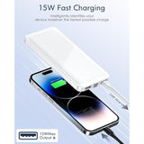Portable-Charger-Power-Bank - 15000Mah Dual Usb Power Bank Output 5V3.1A Fast Charging Portable Charger Compatible With Smartphones And All Usb Devices (White)