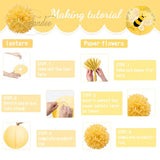Bee Party Decorations 12PCS Yellow Paper Lantern Tissue Pom Pom