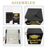 Graduation Card Box Holder, Congrats Grad Foldable Cardboard Decorations Box For Graduation Party Decoration And Grad Parties (Black)
