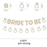 Bride to Be Banner with Diamond Ring Glitter Banner Bridal Shower Decor Gold