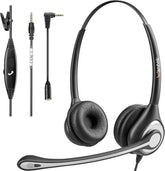 Cell Phone Headset with Microphone Noise Cancelling, Wired 3.5mm Computer Headphone for iPhone Samsung Android PC Laptop Tablet Skype Call Center