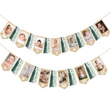 1St Birthday Burlap Photo Banner Garland Handmade Felt From Newborn To 12 Months With Gradient Sage Green Ribbon For Baby Boy Girl Monthly Milestones First Birthday Party Decoration Supplies
