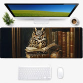 Owl Book Gaming Mouse Pad, Desk Mat, Non-Slip Rubber Base Cool Aesthetic Mousepads For Computer Laptop Keyboard Office School Home Desktop Accessories Decor 31.5" X 11.8"