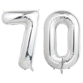 40 Inch Silver 70 Number Balloons, Giant Jumbo Helium Mylar Foil Silver Number Balloons For Birthday, Silver Mylar Digital Balloons For 70Th Birthday, Anniversary Party Decorations Supplies