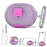 Beats Studio Buds Plus Case Cover with Secure Lock & Phone Stand, Shockpoof Protection Clear Case for Beats Studio Buds Buds + Earbuds with Cleaner Kit/Keychain (Clear Purple)