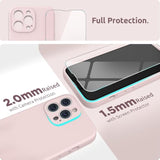 Compatible With 13 Pro Case With Screen Protector, (Camera Protection & Soft Microfiber Lining) Liquid Silicone Phone Case 6.1 Inch 2021, Pink Sand