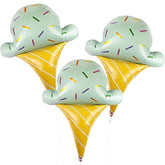 , Giant Ice Cream Balloons - 37 Inch, Pack Of 3 | Ice Cream Cone Balloon For Icecream Birthday Party Decorations | Summer Party Decorations | Baby Shower Decoration, Birthday Decoration