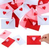 30 Pcs Valentine'S Day Felt Envelope Bulk Heart Love Envelopes Stitching Note Table Scatter Holiday Bowl Filler For Wedding Shower Birthday Party Celebration Decor(Pink)