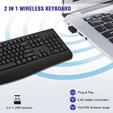 Wireless Keyboard, 2.4G Full-Sized Ergonomic Wireless Computer Keyboard With Wrist Rest For Windows, Mac Os Laptop/Pc/Desktop/Notebook(Black)