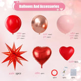Pink Red Rose Gold Balloon Arch Kit Garland for Christmas New Year Birthday Party