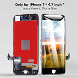 For Iphone 7 Lcd Screen Replacement Black 4.7 Inch Frame Assembly Display 3D Touch Screen Digitizer With Repair Tools Kit Tempered Glass Screen Protector For A1660, A1778, A1779 (Black)