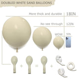 Double Stuffed White Sand Balloons Different Sizes 18In 12In 5In Light Grey Pastel Balloon Garland Kit Off White Balloon Arch For Birthday Baby Shower Bridal Wedding Neutral Boho Theme Party