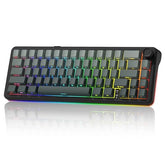 Womier L65 60% Mechanical Keyboard With Knob,4000Mah,Tri Mode Usb-C/Bt5.0/2.4G,Rgb Backlit,Hot Swap,Shine Through Keycaps,Linear Switch,Gasket Mounted Wireless Gaming Keyboard For Pc/Mac(Black)