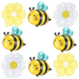 8Pcs Bee Balloons And Daisy Flower Balloons, Bee Decorations Yellow And Black Foil For Baby Shower Daisy Flower Themed Birthday Garden Insect Spring Animal Party Decorations Supplies