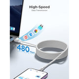 6Ft Apple MFi Braided Lightning Cable Fast Charger for iPhone and iPad
