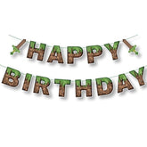 Pixel Birthday Decorations,Happy Birthday Banner,Mining Theme Party Favors Supplies