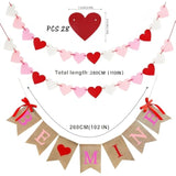 Valentines Day Burlap Banner, Valentines Decor For Home, Be Mine Hanging Banner & 28 Pcs Felt Heart Garland Banner Decor For Mantle Fireplace Wall, Decorations Pre-Assembled - No Diy Required