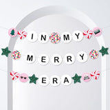In My Merry Era Banner, Christmas Party Decorations, Xmas Holiday Backdrop, Large Holiday Friendship Bracelet Banner, 28 Pieces
