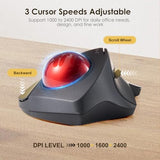 Bluetooth 5.1 + 2.4 G Wireless Ergonomic Trackball Mouse, Finger Control Roller Ball Mouse, 3 Device Switch, Silent Programmable Buttons, 1000/1600/2400 Dpl, Compatible With Pc, Windows, Macos