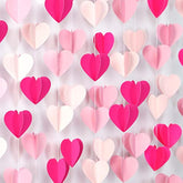 Rose Hot-Pink Party-Decorations 3D-Heart Garland - 39Ft Galentines Valentines Day Girl Birthday Flamingo Baby Shower Hanging Paper Streamers Banner,Engagement Wedding Bachelorette Decor