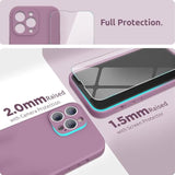Compatible With 13 Pro Case With Screen Protector, (Camera Protection & Soft Microfiber Lining) Liquid Silicone Phone Case 6.1 Inch 2021, Lilac Purple