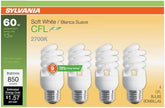 13W T2 Twist CFL Light Bulbs 60W Equivalent E26 Medium Base 2700K Soft White 850 Lumens 4 Pack