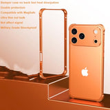 For Iphone 17 Pro Max Bumper Case Metal - No Back Design Compatible With Magsafe Aluminum Backless Edge Frame Fast Heat Dissipation Shockproof Slim Thin Protection Case For Iphone 17 Pro Max (Orange)