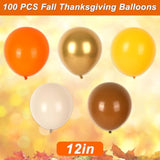 100pcs Fall Thanksgiving Balloons Yellow Orange 12 Inch Rubber Balloons for Autumn Party