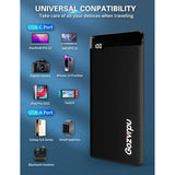 Rechargeable Power Bank,10000Mah Fast Charge Power Bank With Usb A And Usb C Ports, Portable Charger With Led Digital Screen For Heated Jackets And Vest?Hidden Black?