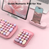 Wireless Number Pads - Pink Numeric Keypad 18 Keys Usb 2.4G Round Keycap Colorful Extensions Keypads, Financial Accounting Portable Numpad 10 Key For Laptop/Pc/Notebook/Surface Pro
