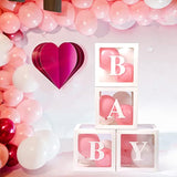 4pcs Transparent Baby Boxes with Letters for Baby Shower, Gender Reveal Decor