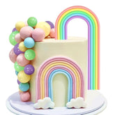 21 Pcs Pastel Rainbow Cake Topper,Boho Cake Decoration Include Boho Rainbow Cake Topper And Colorful Balls Cake Decorations For Wedding Baby Shower Birthday Party Supplies