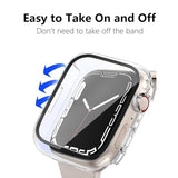 2 Pack Hard Case for Watch Series 4 5 6 SE 44mm Tempered Glass Screen Protector Case, Full Coverage Ultra-thin Shockproof Iwatch Bumper Cover