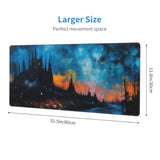 Gaming Mouse Pad, Large Non-Slip Rubber Base Mousepad, Castle Large Mouse Pad, Keyboard Mouse Mat, Desk Pad With Stitched Edges, 31.5X11.8Inch, Castle In The Night