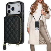 Crossbody Wallet Case For Iphone 17 Pro, Rfid Blocking Pu Leather Zipper Handbag Purse Flip Cover, Kickstand Folio Case With Card Slots Holder Wrist Strap Lanyard 5G 6.3 Inch (Black)