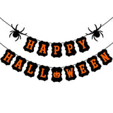 Happy Halloween Banner with Spider and Pumpkin Sign for Party Decorations