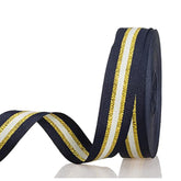 24 Yards 1 Inch Navy/Gold/White Stripe Grosgrain Ribbon Double Face Po