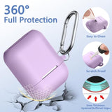 For Airpods Case 1St/2Nd Generation Case Cover,Soft Silicone Full Protective Case With Cleaner Kit And Magnetic Anti-Lost Cord,For Airpods Case With Keychain Front Led Visible, Lavender