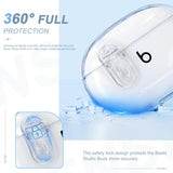 Compatible With Beats Studio Buds/Studio Buds Plus Case Cover Clear 2021/2023 Men Lock Clip With Cleaner Kit, Protective Cover For New Beats Studio Buds + Wireless Earbuds Case With Keychain, Clear