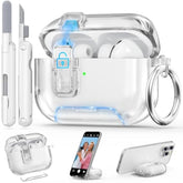 Clear AirPods Pro 3 Case with Secure Lock and Phone Stand, Compatible with 2025 Model