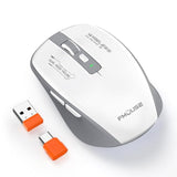 Bluetooth Mouse, Bluetooth 5.1 + 2.4Ghz Usb + Usb-C Dongle, Wireless Mouse Tri-Mode, With Forward/Backward Side Keys, Silent Click, Side Buttons, Portable For Laptop, Mac, Ipad (Gray White)