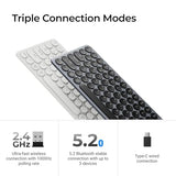 B3 Pro 75% Ultra-Slim Wireless Keyboard, 2.4Ghz, Bluetooth 5.2 / Wired Usb Connection, Lightweight Design, Portable Silent White Bluetooth Keyboard For Mac Windows Linux Tablet Phone