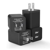 4-Pack Dual Port Usb Wall Charger 12W 2.4A Fast Charger Block For Iphone 17/16/15/14/13/12/11/X/8, Ipad, Airpods, Android, Samsung, Google Pixel, Moto, Lg - Compact Cube Adapter (Black)