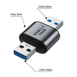 Cablecc 10Gbps USB 3.0/3.1 Type A Male to USB 3.0/3.1 A Male Data Adapter Exte
