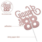 Happy 88Th Birthday Rose Gold & Glitter Cake Topper - Cheers To 88 Years Old Birthday Party Cake Centerpieces Decorations Sign.