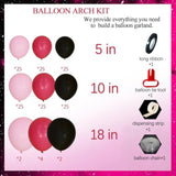 Valentine'S Day Black And Hot Pink Balloon Garland Kit 160 Pcs Rose Re