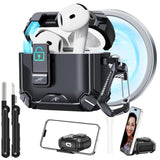 For Airpods 4 Case With Phone Stand, Secure Lock Case For Apple Airpods 4Th Gen 2024 With Cleaning Kit, Compatible With Magsafe, Auto-Open, Military Grade Protective Cover