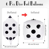 6 Pc Large 24" White Dice Balloons: Cube Foil Mylar for Game/Birthday Parties